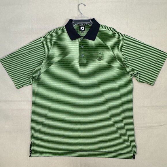 FJ Footjoy Pinehurst 1895 Striped Polo Golf Shirt L Green Black Short Sleeve - Picture 1 of 10